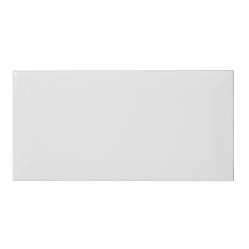 Trentie White Gloss Metro Ceramic Wall Tile, Pack of 48, (L)200mm (W)100mm