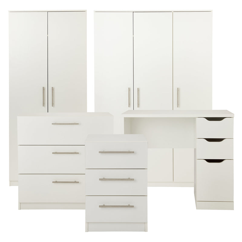 Vinova Matt white 3 Drawer Bedside table (H)585mm (W)400mm (D)401mm